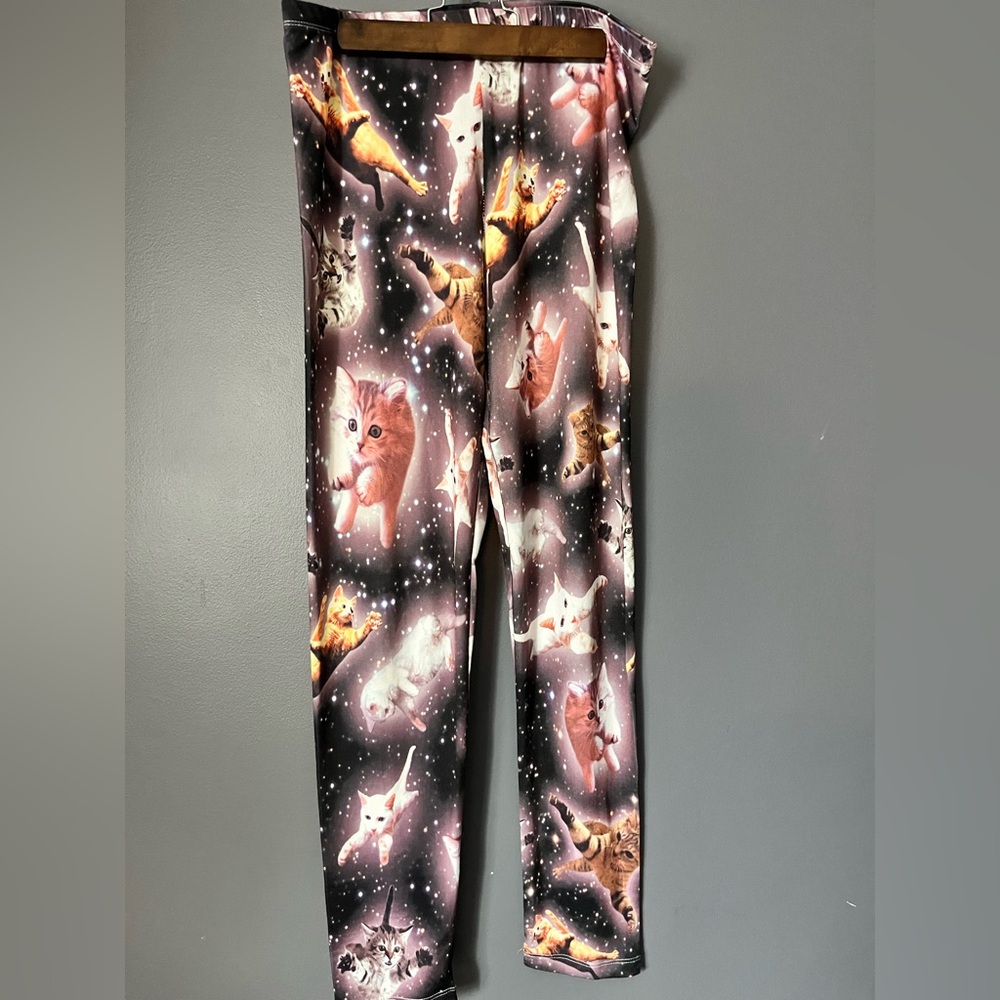 Freeze Cosmic Cat Leggings - Black and Brown